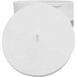 vidaXL Cesta de almacenaje con tapa algodón marrón y blanco Ø40x35 cm Marrón Online