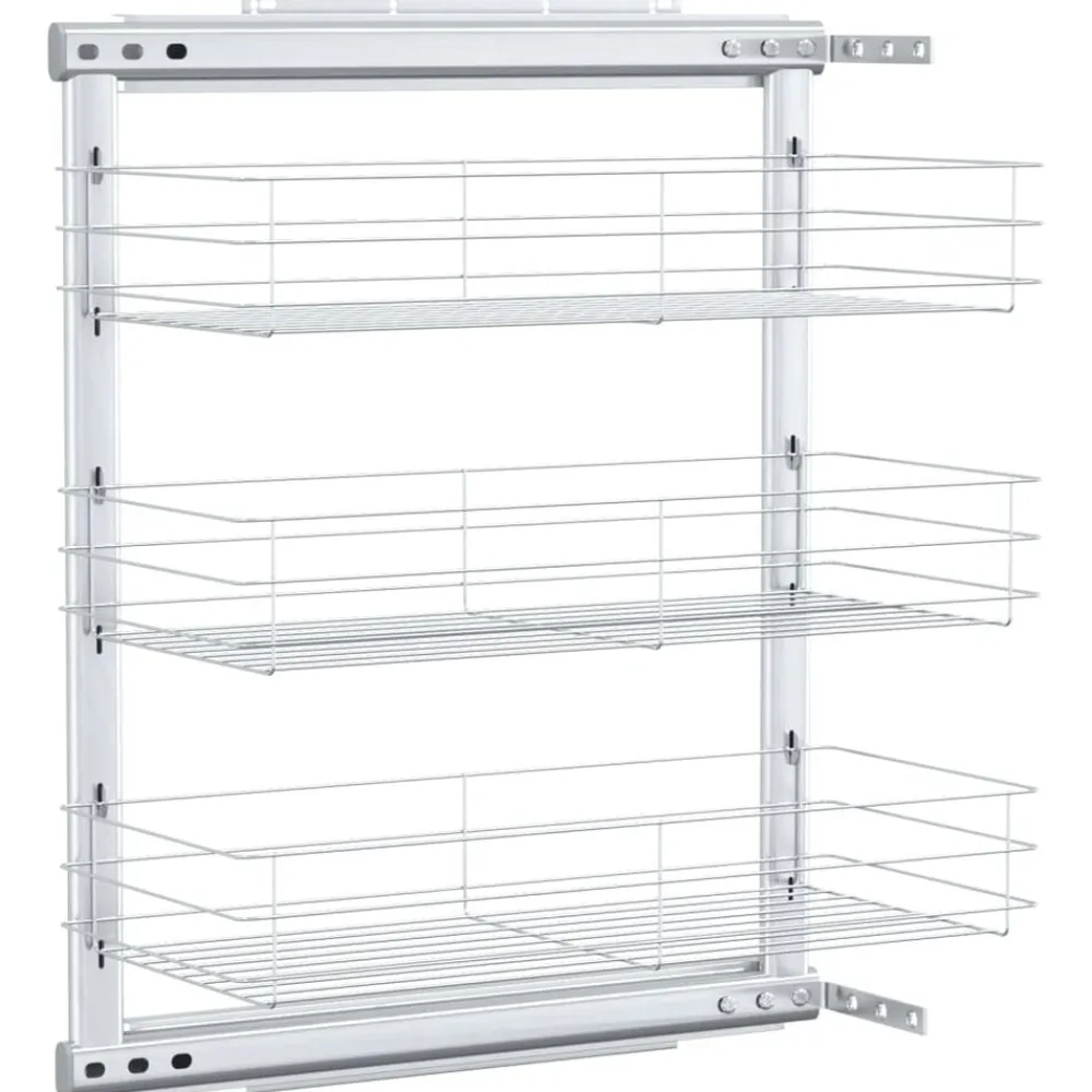 vidaXL Cesta de cocina extraíble 3 niveles plateada 47x25x56 cm Sale