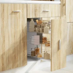 vidaXL Cesta de cocina extraíble 3 niveles plateada 47x25x56 cm Sale