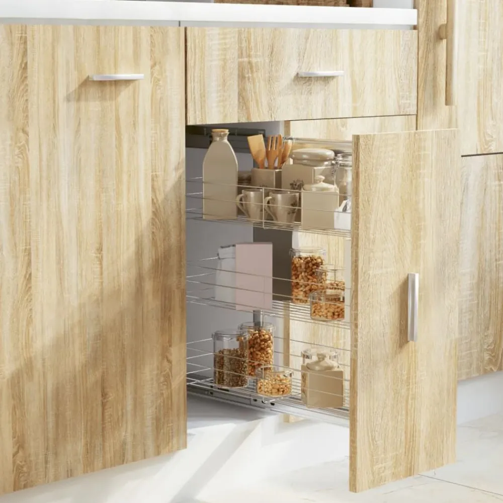 vidaXL Cesta de cocina extraíble 3 niveles plateada 47x25x56 cm Sale