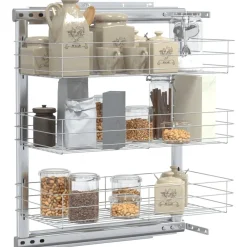 vidaXL Cesta de cocina extraíble 3 niveles plateada 47x25x56 cm Sale