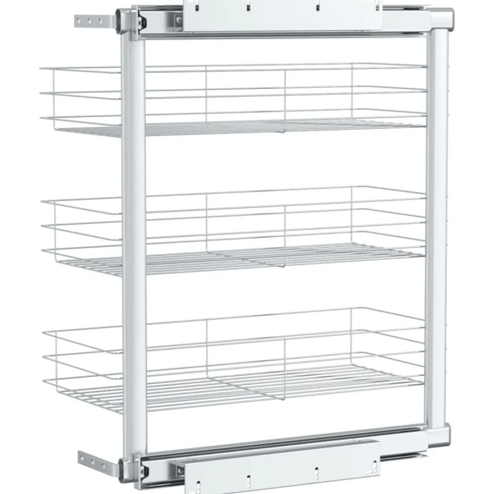vidaXL Cesta de cocina extraíble 3 niveles plateada 47x25x56 cm Sale