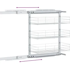 vidaXL Cesta de cocina extraíble 3 niveles plateada 47x25x56 cm Sale
