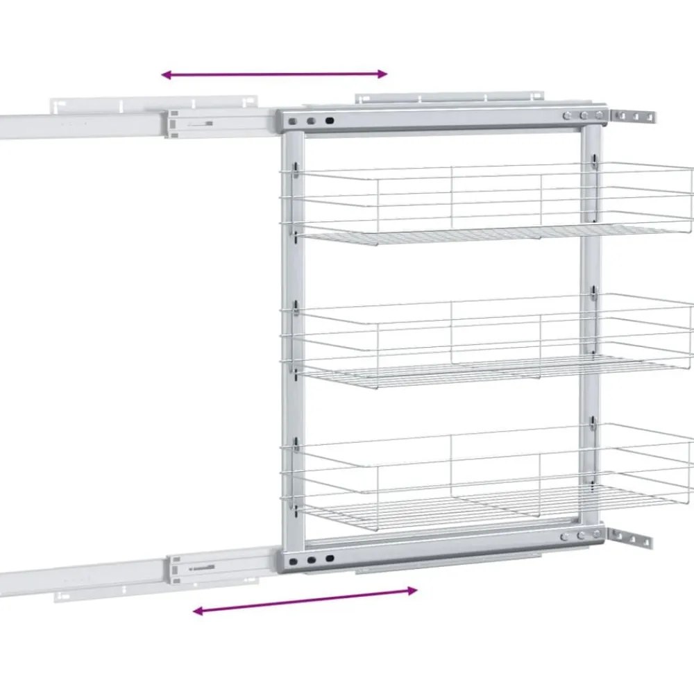 vidaXL Cesta de cocina extraíble 3 niveles plateada 47x25x56 cm Sale