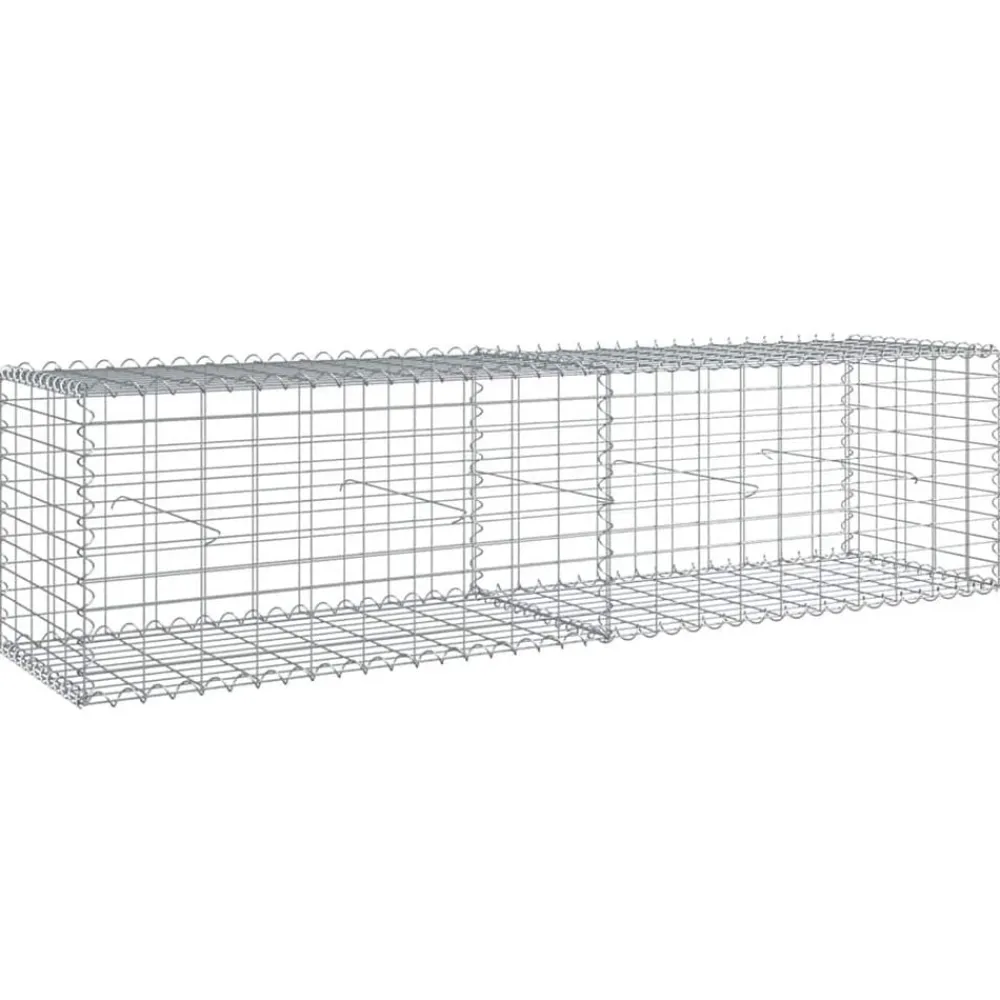 vidaXL Cesta de gaviones con cubierta hierro galvanizado 200x50x50 cm