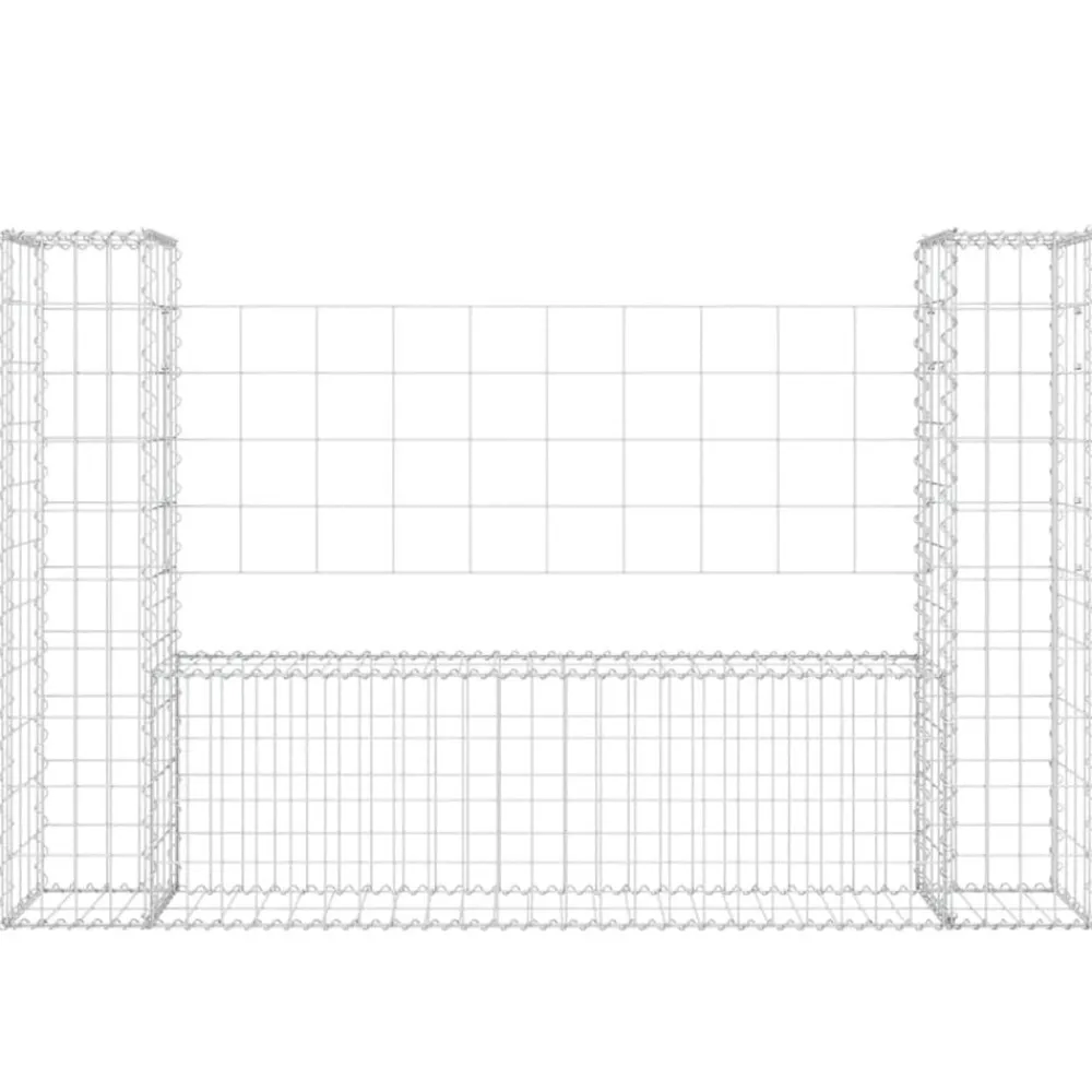 vidaXL Vallas De Jardín-Cesta de gaviones forma de U 2 postes de hierro 140x20x100 cm