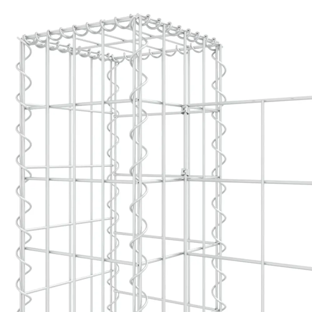 vidaXL Vallas De Jardín-Cesta de gaviones forma de U 2 postes de hierro 140x20x100 cm