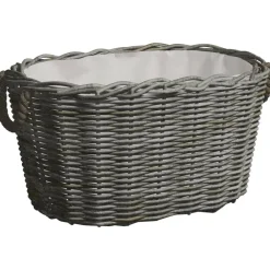 vidaXL Cesta de leña asas de transporte sauce natural gris 59x42x28 cm Sale