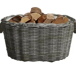 vidaXL Cesta de leña asas de transporte sauce natural gris 59x42x28 cm Sale