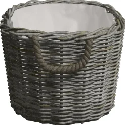 vidaXL Cesta de leña asas de transporte sauce natural gris 59x42x28 cm Sale