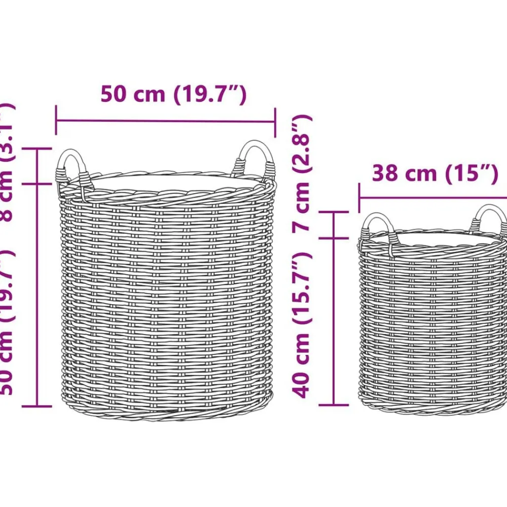 vidaXL Cesta de Maceta con almacenamiento 2 pcs Rattan Lacak Gris Hot