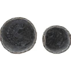vidaXL Cesta de Maceta con almacenamiento 2 pcs Rattan Lacak Gris Hot