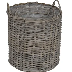 vidaXL Cesta de Maceta con almacenamiento 2 pcs Rattan Lacak Gris Hot