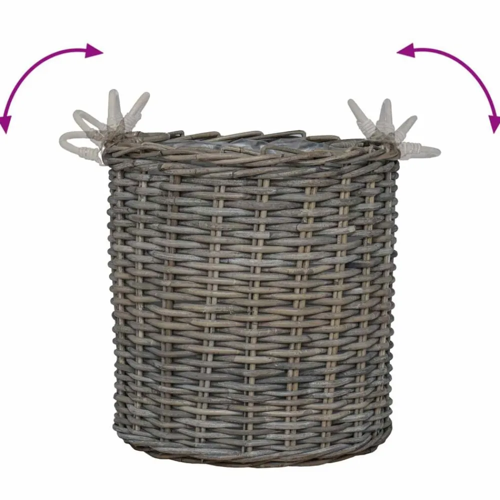 vidaXL Cesta de Maceta con almacenamiento 2 pcs Rattan Lacak Gris Hot