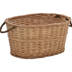 vidaXL Accesorios Para Hornos De Leña Y Chimeneas-Cesta para leña con asas de transporte sauce natural 56x40x28cm