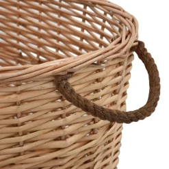 vidaXL Accesorios Para Hornos De Leña Y Chimeneas-Cesta para leña con asas de transporte sauce natural 56x40x28cm
