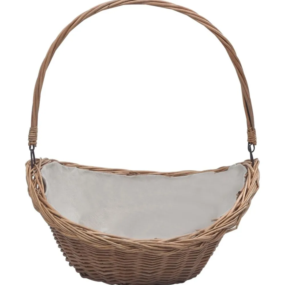 vidaXL Accesorios Para Hornos De Leña Y Chimeneas-Cesta para leña con asas sauce marrón 57x46,5x52 cm