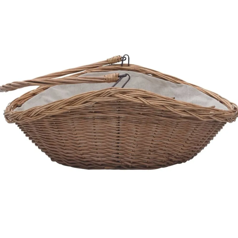 vidaXL Accesorios Para Hornos De Leña Y Chimeneas-Cesta para leña con asas sauce marrón 57x46,5x52 cm