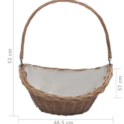 vidaXL Accesorios Para Hornos De Leña Y Chimeneas-Cesta para leña con asas sauce marrón 57x46,5x52 cm