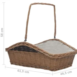 vidaXL Accesorios Para Hornos De Leña Y Chimeneas-Cesta para leña con asas sauce marrón 61,5x46,5x58 cm