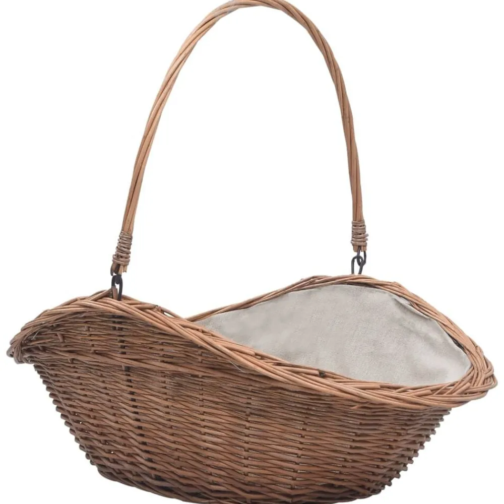 vidaXL Cesta para leña con asa sauce natural 60x44x55 cm Hot