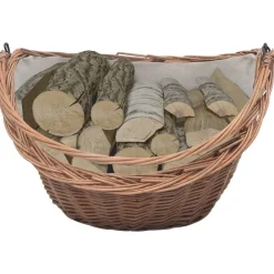 vidaXL Cesta para leña con asa sauce natural 60x44x55 cm Hot