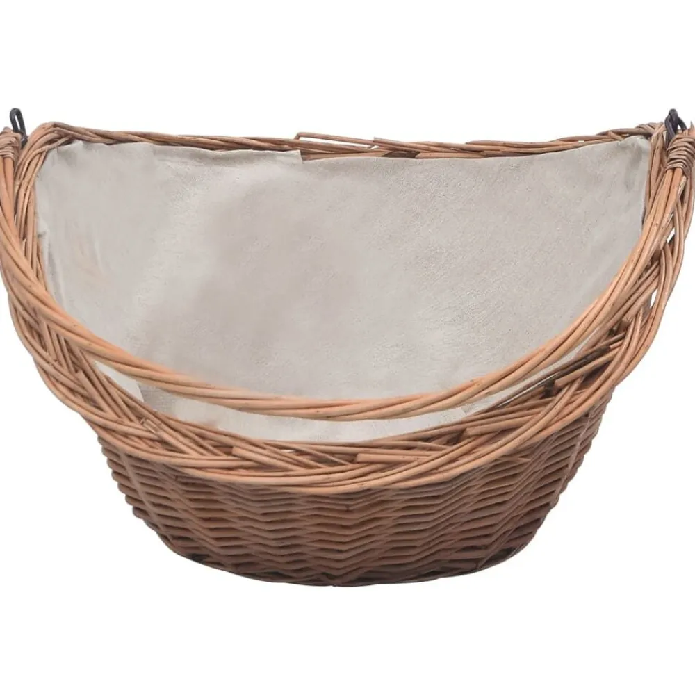 vidaXL Cesta para leña con asa sauce natural 60x44x55 cm Hot