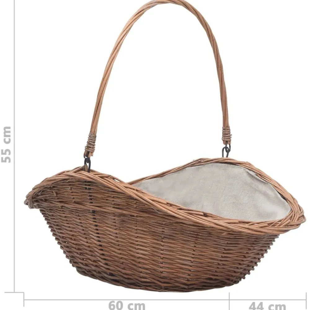 vidaXL Cesta para leña con asa sauce natural 60x44x55 cm Hot