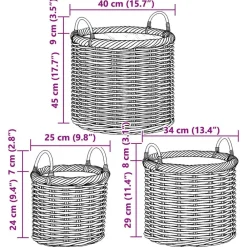 vidaXL Cesta para Plantas con almacenamiento 3 pcs Marrón Ratán Kubu Marrón