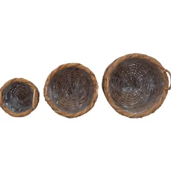 vidaXL Cesta para Plantas con almacenamiento 3 pcs Marrón Ratán Kubu Marrón