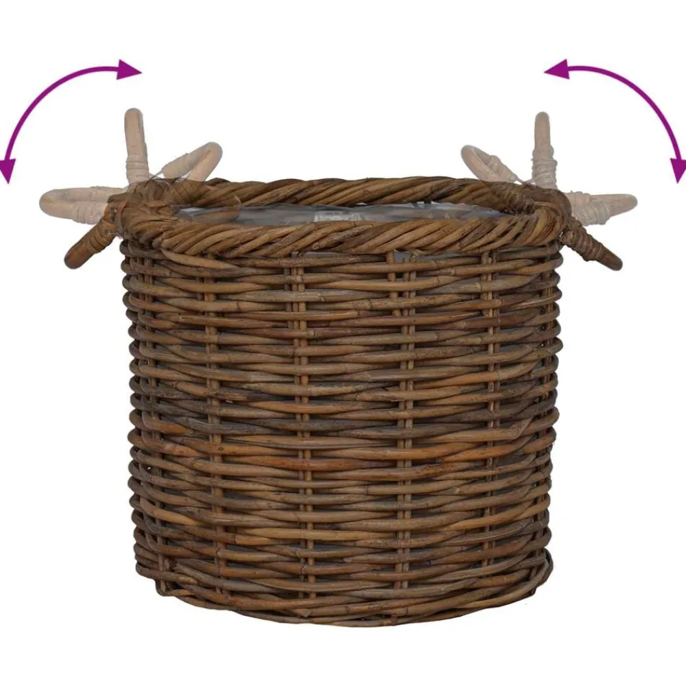 vidaXL Cesta para Plantas con almacenamiento 3 pcs Marrón Ratán Kubu Marrón