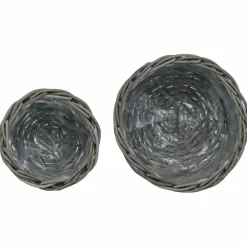 vidaXL Cesta para Plantas con almacenamiento 2 pcs Ratán Kubu Gris Outlet