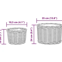 vidaXL Cesta para Plantas con almacenamiento 2 pcs Ratán Kubu Gris Outlet