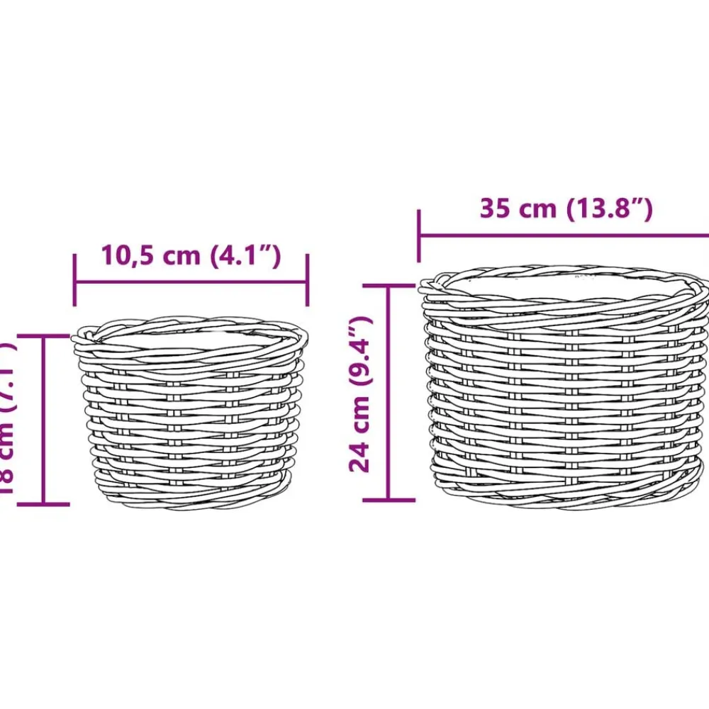 vidaXL Cesta para Plantas con almacenamiento 2 pcs Ratán Kubu Gris Outlet