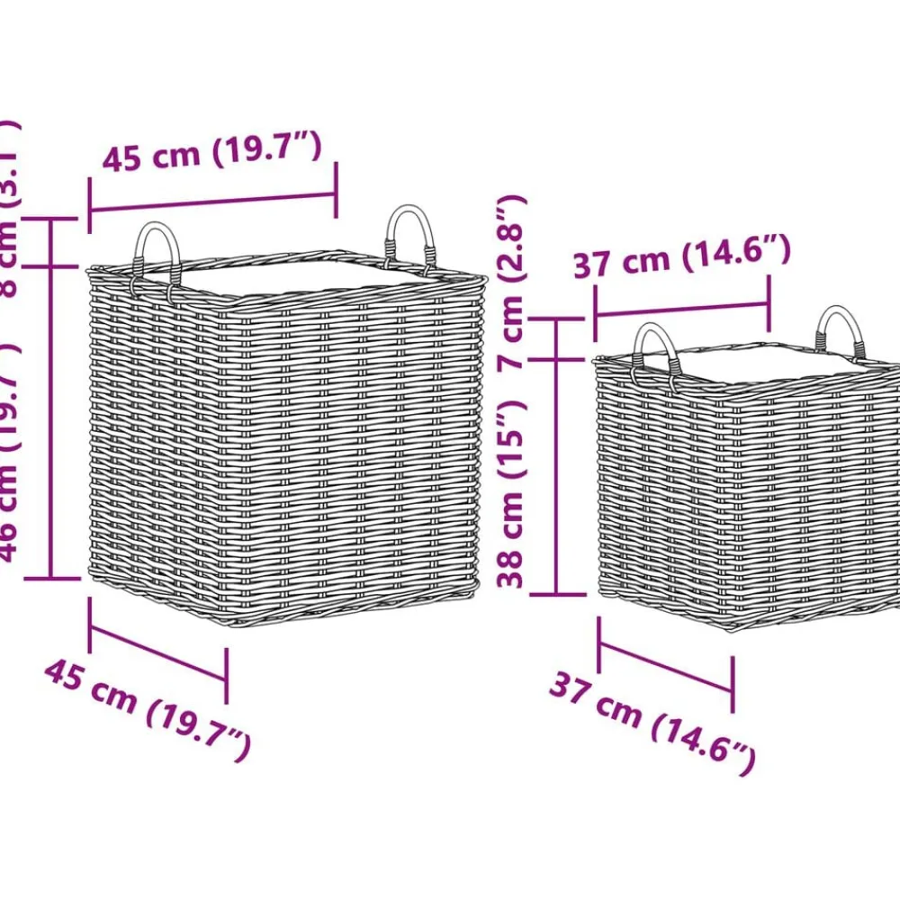vidaXL Decoración-Cesta para Plantas con almacenamiento 2 pcs Marrón Ratán Lacak