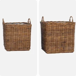 vidaXL Decoración-Cesta para Plantas con almacenamiento 2 pcs Marrón Ratán Lacak