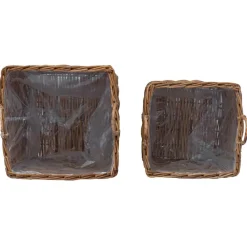 vidaXL Decoración-Cesta para Plantas con almacenamiento 2 pcs Marrón Ratán Lacak