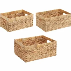 vidaXL Productos Del Hogar-Cestas de Almacenamiento 3 pcs Natural Jacinto de agua