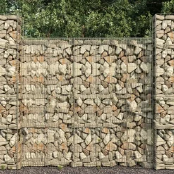 vidaXL Vallas De Jardín-Cestas de muro de gaviones 3 uds acero galvanizado 25x25x197cm