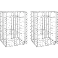 vidaXL Cestas postes de gaviones 2 unidades hierro 40x40x60 cm Online