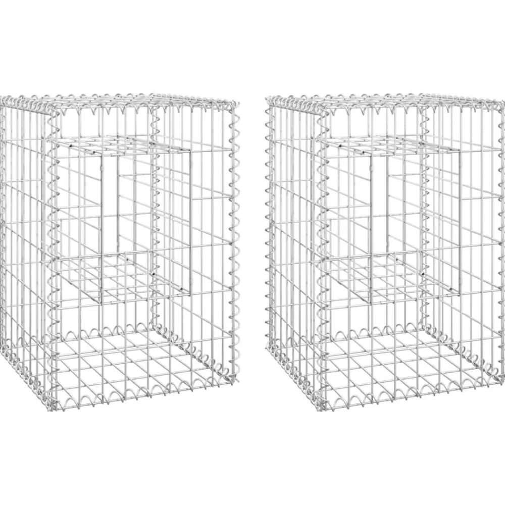 vidaXL Cestas postes de gaviones 2 unidades hierro 40x40x60 cm Online
