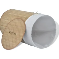 vidaXL Productos Del Hogar-Cesto de la ropa de bambú redondo color natural