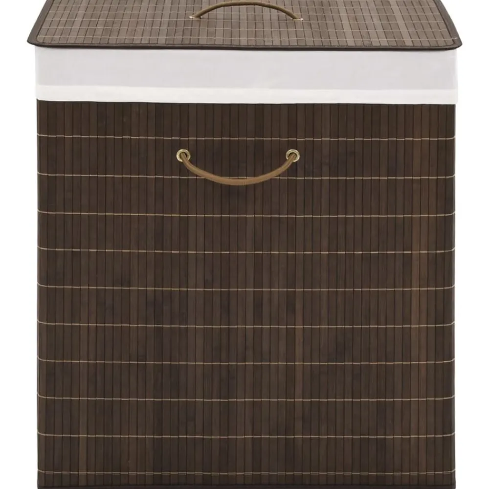 vidaXL Productos Del Hogar-Cesto de la ropa de bambú rectangular marrón oscuro