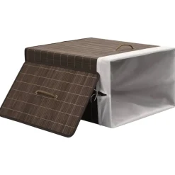 vidaXL Productos Del Hogar-Cesto de la ropa de bambú rectangular marrón oscuro