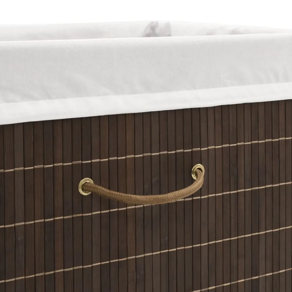 vidaXL Productos Del Hogar-Cesto de la ropa de bambú rectangular marrón oscuro