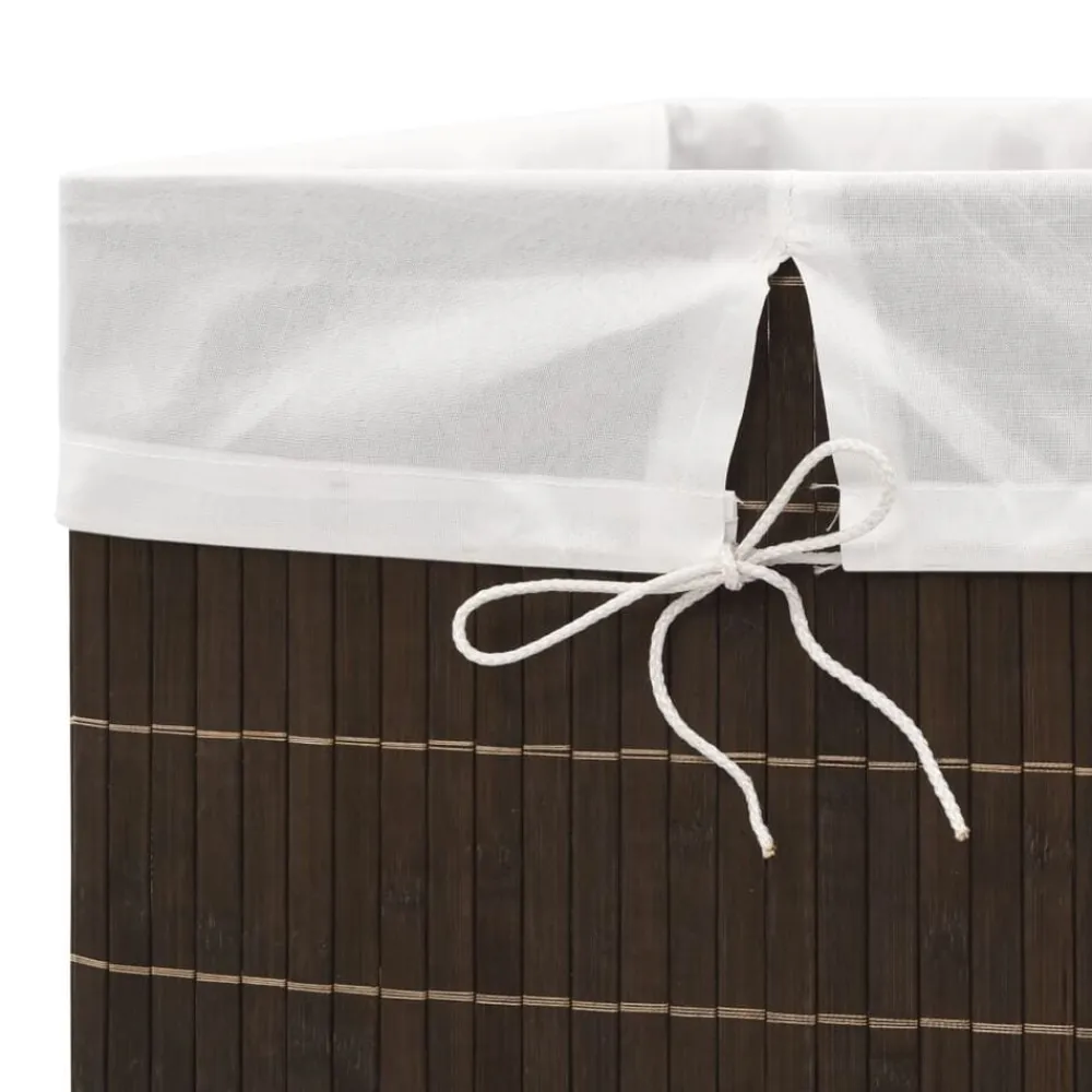 vidaXL Productos Del Hogar-Cesto de la ropa de bambú rectangular marrón oscuro