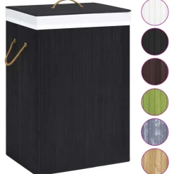 vidaXL Productos Del Hogar-Cesto de la ropa sucia de bambú 2 secciones 72 l