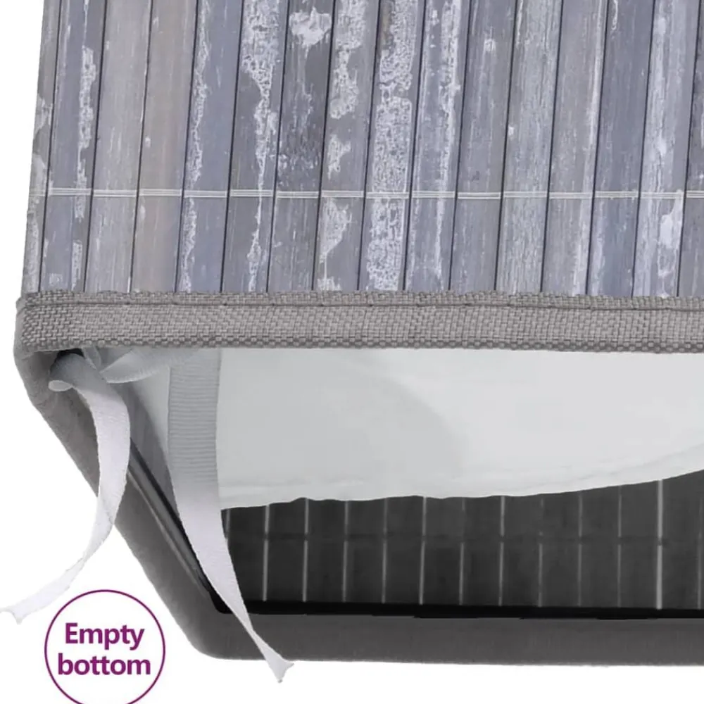 vidaXL Cesto de la ropa sucia de bambú 2 secciones 72 l Gris Sale