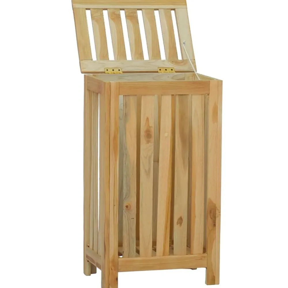 vidaXL Productos Del Hogar-Cesto de la ropa sucia madera maciza de teca 35x25x60 cm