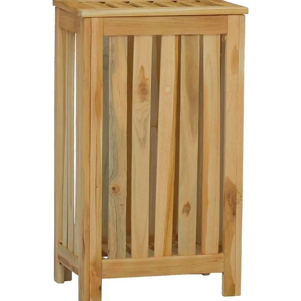 vidaXL Productos Del Hogar-Cesto de la ropa sucia madera maciza de teca 35x25x60 cm